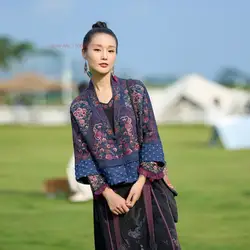 2026 chinese vintage hanfu coat national flower embroidery v-neck ethnic cardigan improved hanfu tops oriental retro tang suit
