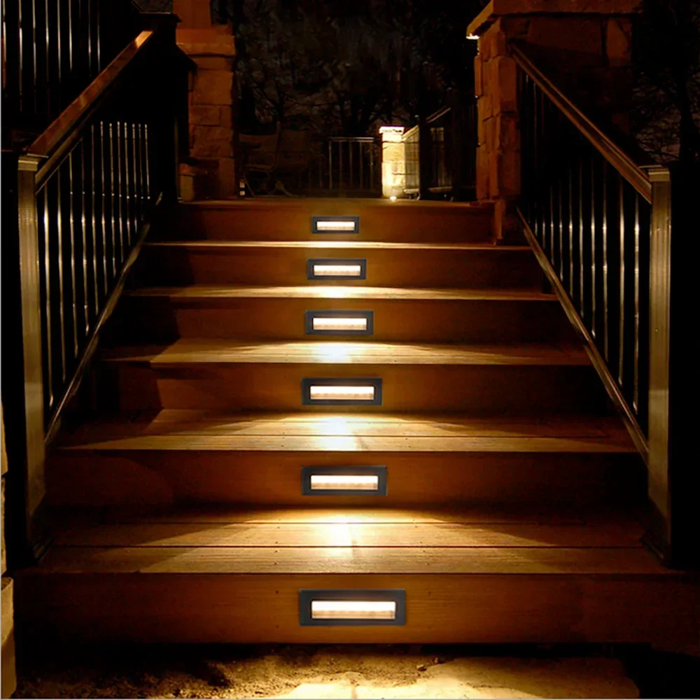 Horizontale Outdoor LED Stair Lichter Indoor 100-240V 6W Wand Beleuchtung DC12V IP65 Ecke Schritte Decks Pathway hof Treppe Zäune