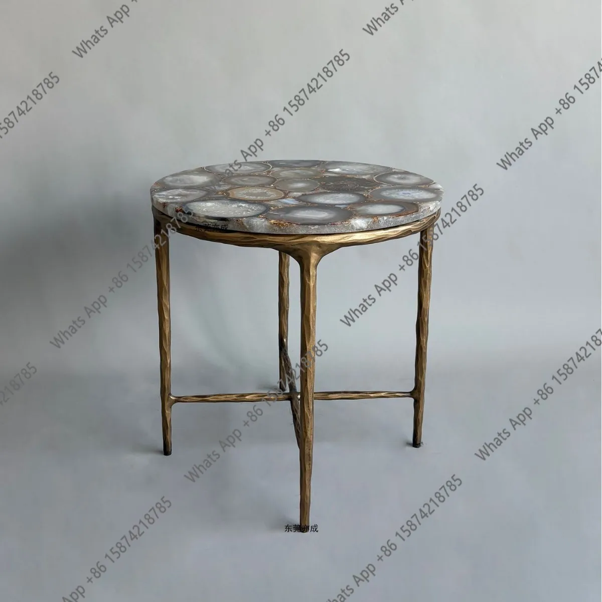 RH American retro forged wrought iron light luxury coffee table villa hotel designer living room antique side table