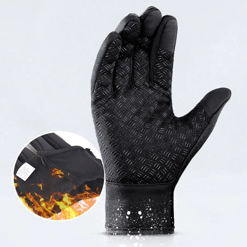 Autumn Winter Motorbike Gloves Touch Screen Riding Motorcycle Sliding Waterproof Sports Gloves With Fleece Sports Bike Glove