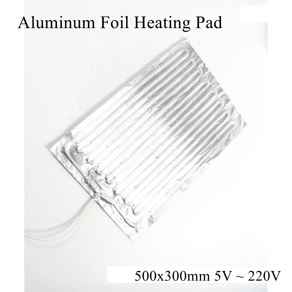 500x300mm 12V 24V 220V Aluminum Foil Heating Pad Mat Band Heater Sheet Plate Self Adhesive Flexible Waterproof 3D Printer Diesel