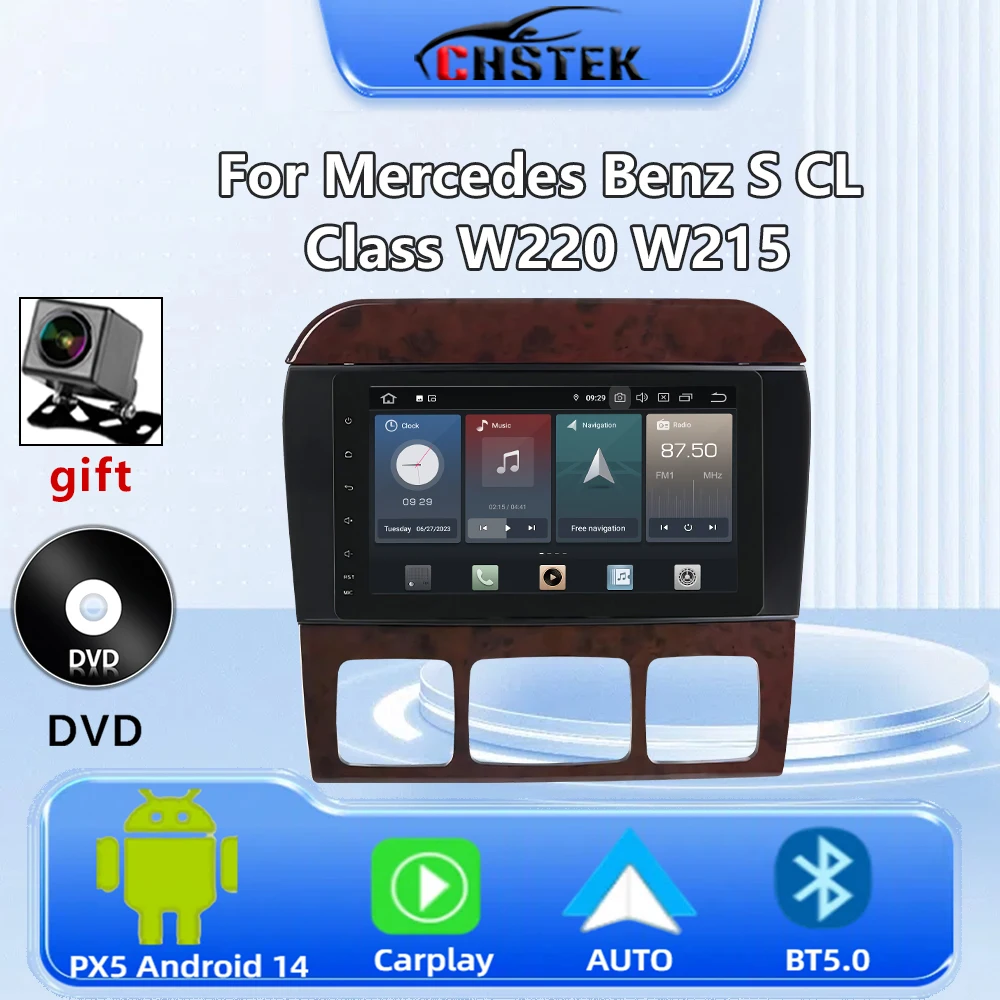 CHSTEK Radio de coche Android 14 para Mercedes Benz Clase S/CL W220 W215 S320 S280 S350 S400 reproductor Carplay navegación Multimedia GPS