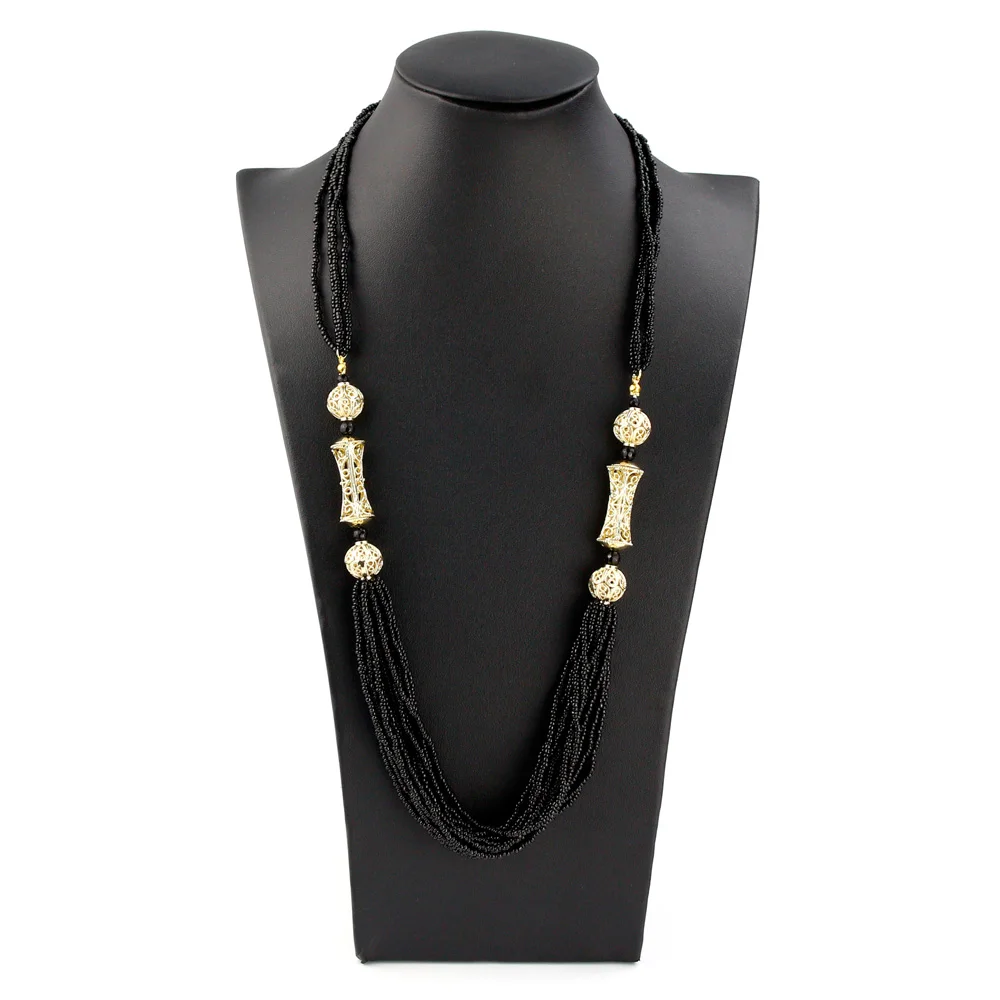 Neovisson Elegent Wedding Jewelry Long Beads Necklace For Women Handmade Natural Stone Gold Color Clothing Accessorie Gift