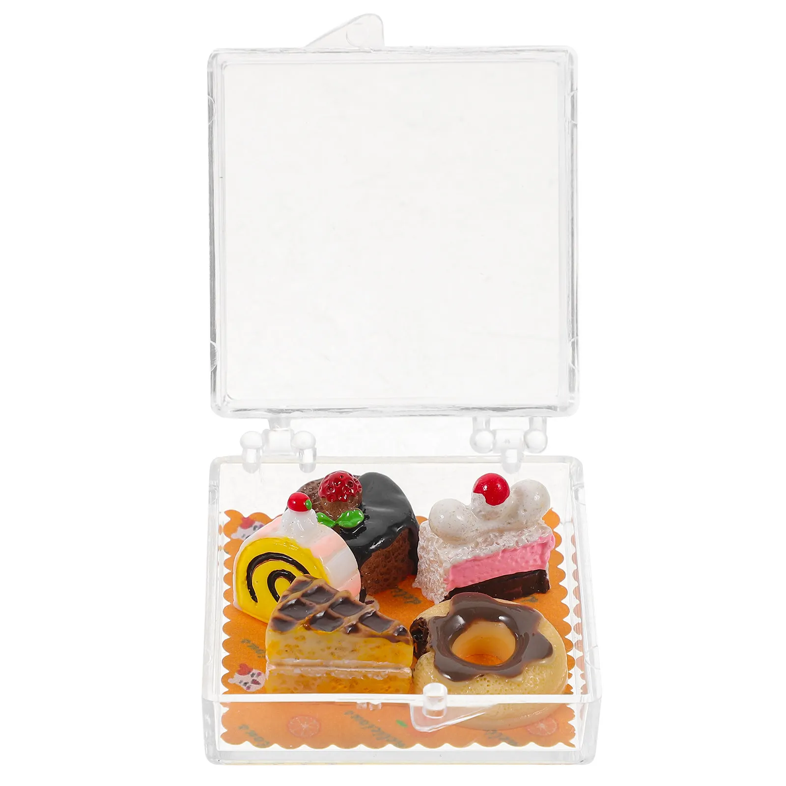 

Miniature Cake Fake Dessert Mini Cake Prop with Storage Box Mini House Dessert Decoration Pretend Play Accessories