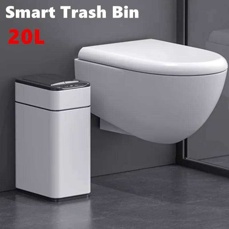 Smart Trash Can 15L 20L 30L 40L 50L 60L Stainless Steel Waste bin High Trash Cans Garbage Bin for Kitchen Trash Can Wastebasket