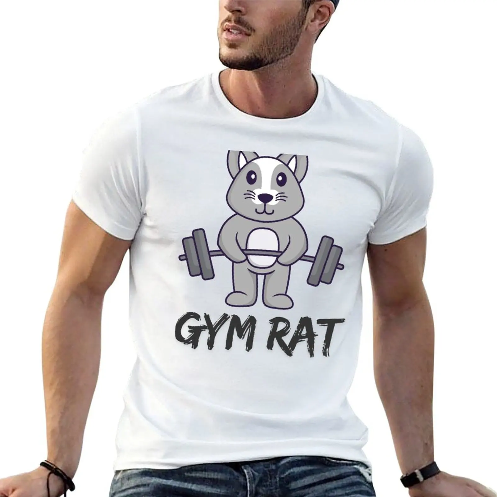 Rat shirts Style for anime Gym man man with Lift Vibes: t shirts T-Shirt t cotton