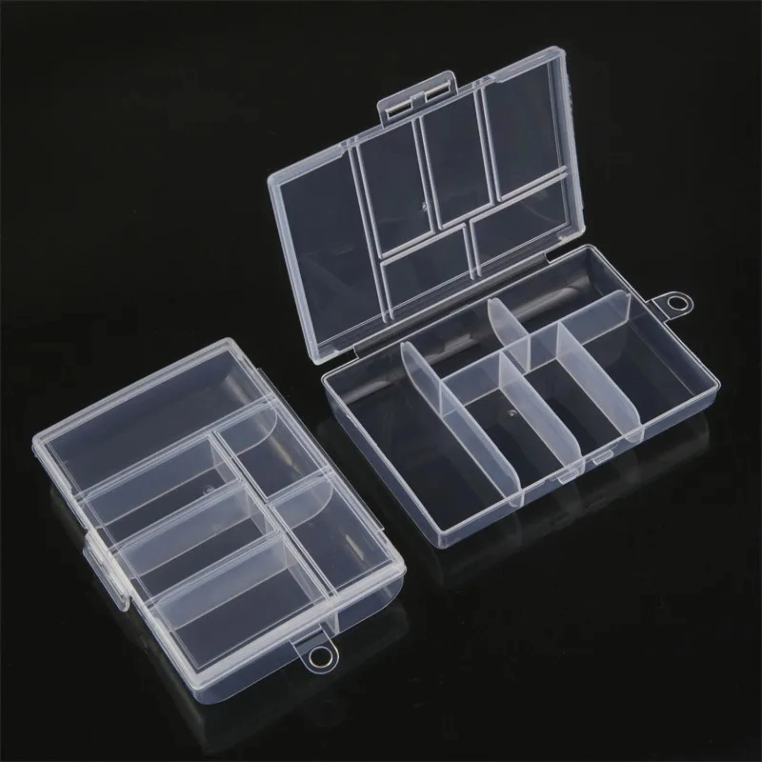 6-grids Plastic Desktop Organizer Transparent Jewelry Earrings Screw Nails Part  Box With Cover Practical Clear Container