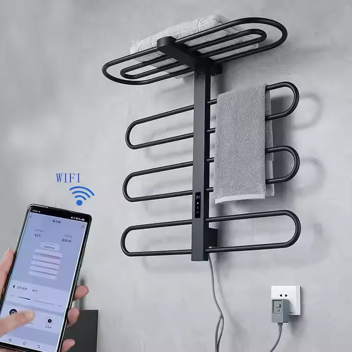 SUS304 Electric Towel Warmer With Timer Brushed Surface Finish Hot Rack Bathroom Towel Heater Cheap Price Hotel Towel Holder