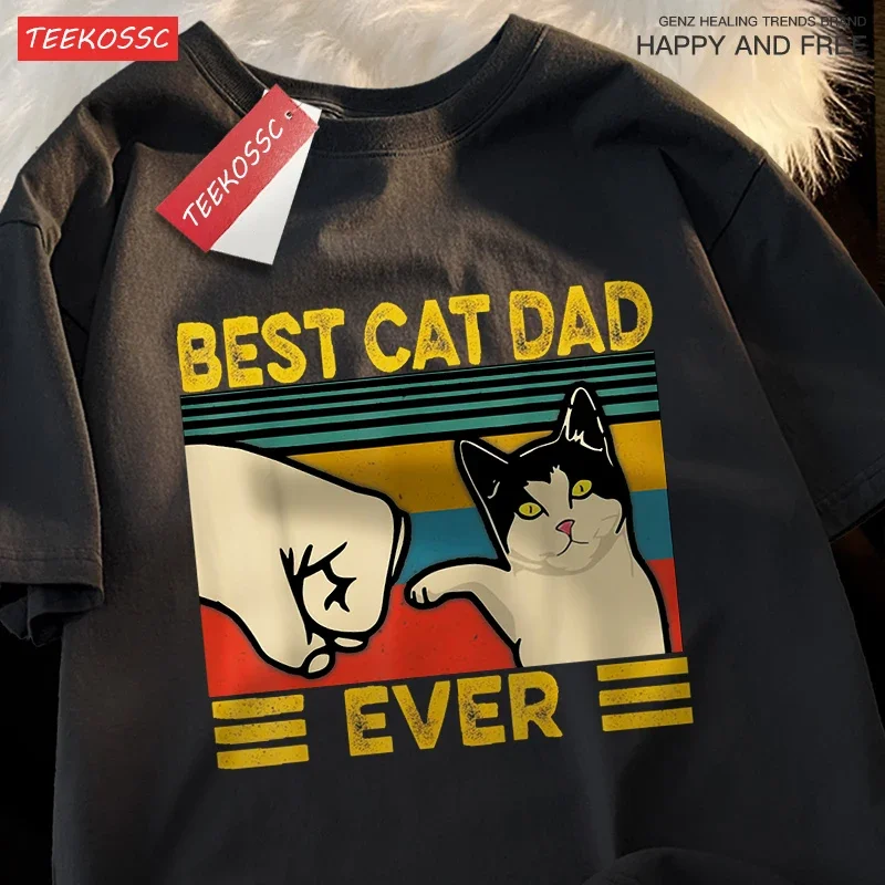 

Best Cat Dad Ever Punch Female Tops Tee Clothes Summer Street T Shirts Fashion Breathable Tshirt Couple