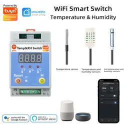 Tuya WiFi Switch 16A 20A 3000W/3500W With Display Screen Wireless Control With soil Temperature and Humidity Thermostat Alexa