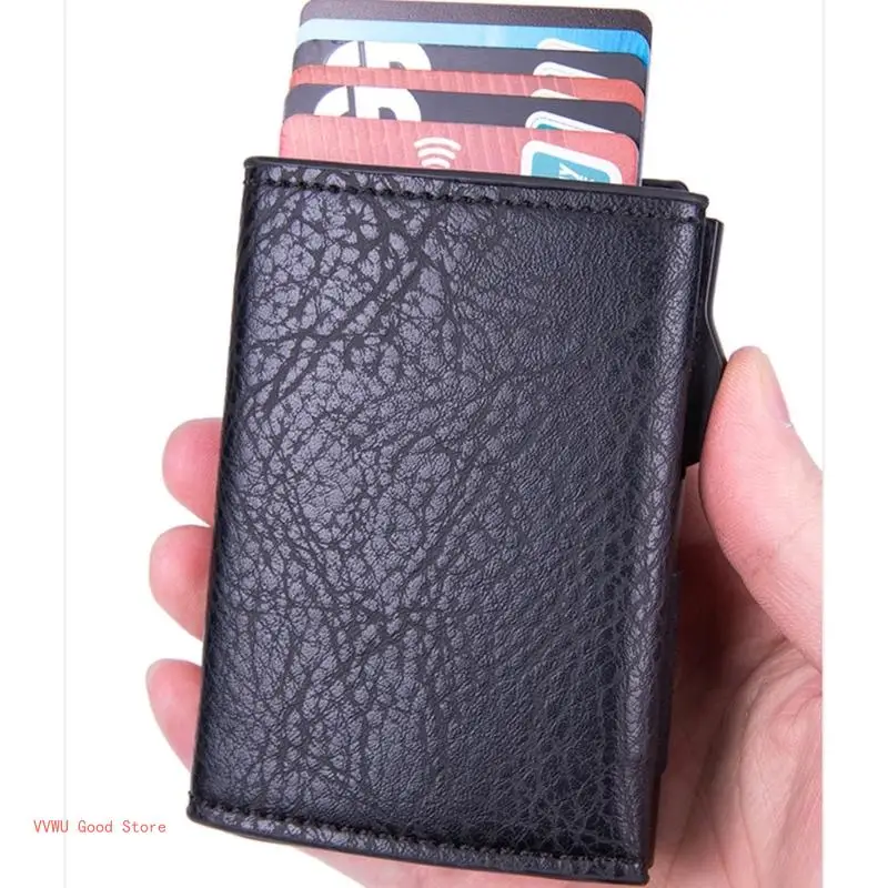 PU RFID Blocking Money Wallet Automatic Pop-up Credit Card Holder for Men