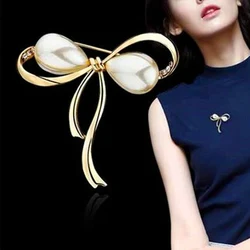 Bow Brooch Imitation Pearls Brooches Pins for Women Elegant Large Broches Fashion Jewelry  Accessories Gift