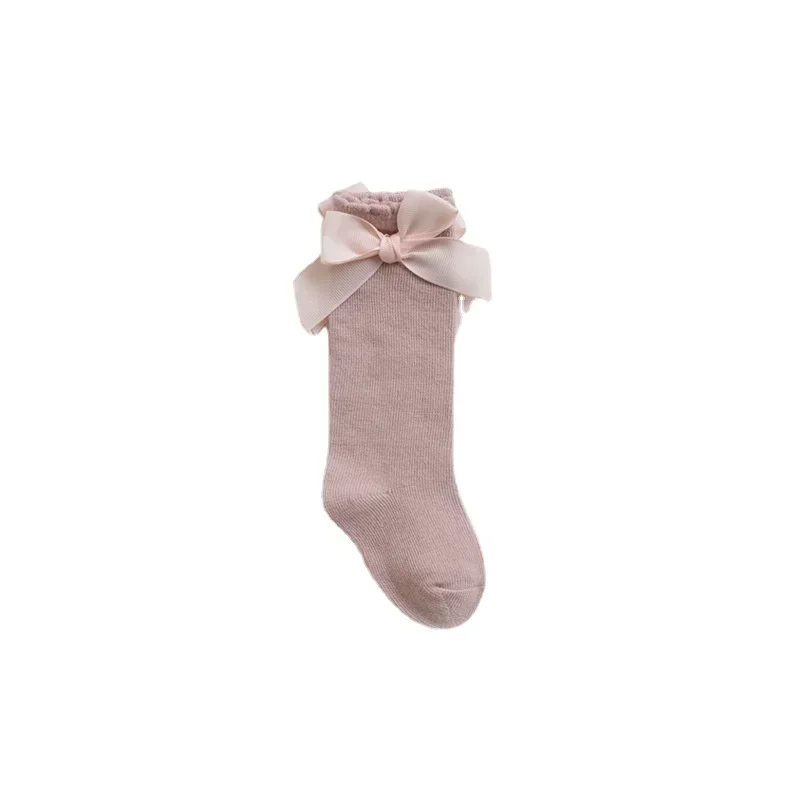 Baby Girls Socks Newborn Cute Knee High Bow Princess Socks Kids Solid Color Cotton Children Socks Korean Version Infant Stuff