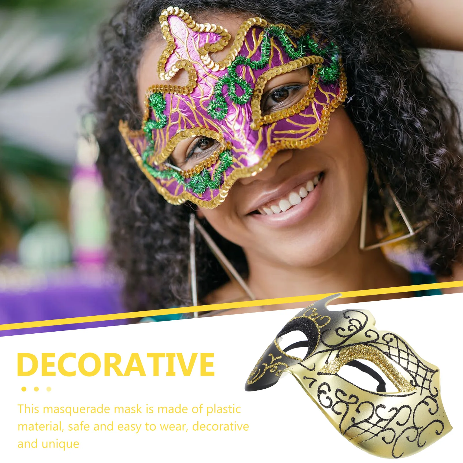 

Half Face Masquerade Party Party Supply Black Women Costume Halloween Prop Carnival Cosplay Accessories