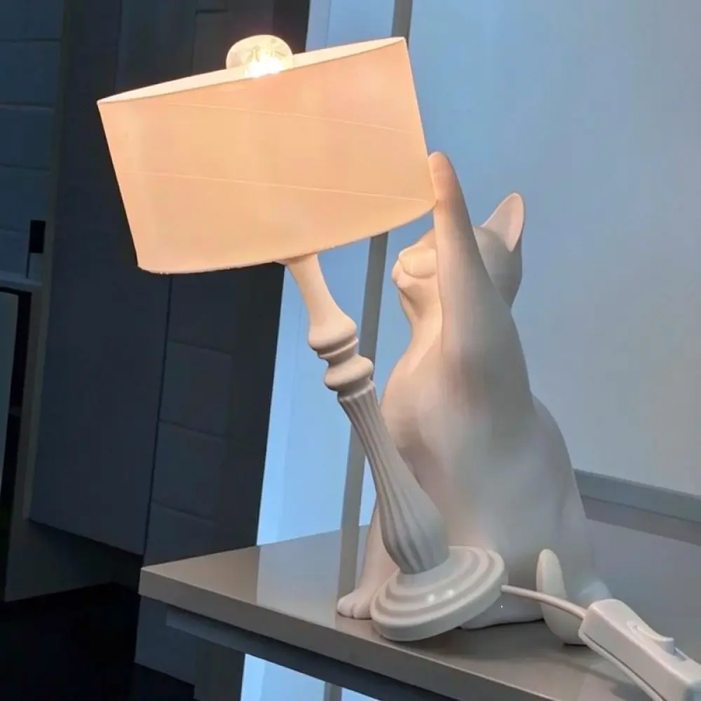 Animal Gravity Desk Light Creative Cat Table Lamp Decorative Ornament Minimalist Home Bedside Lighting White PLA