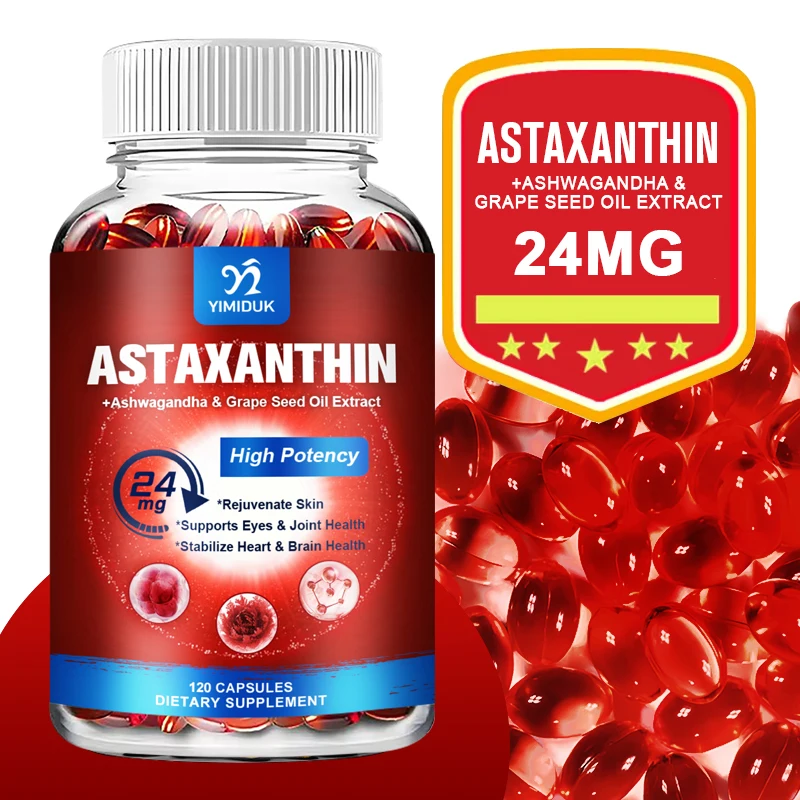 Astaxanthin Capsules Supplement for Maximum Cardiovascular Health Accelerated Metabolism Supporting Eye Joint Health