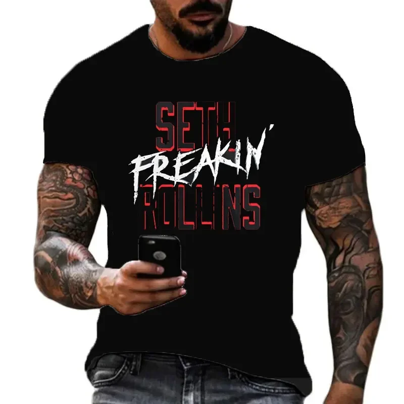 2024 nowa męska koszulka z nadrukiem 3D słynny zapaśnik Seth „Freakin” Rollins Street bluzka z okrągłym wycięciem pod szyją