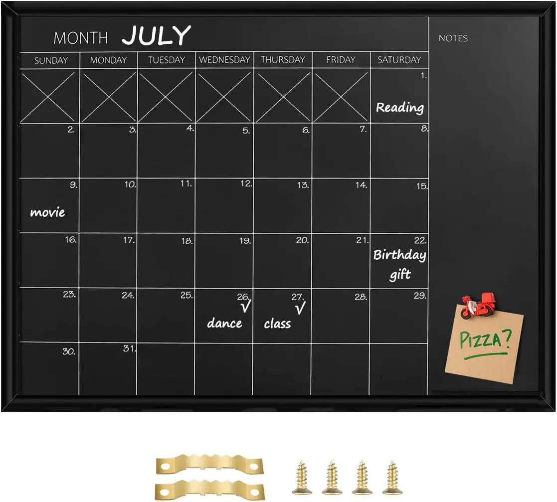 

Magnetic Calendar Chalkboard, 17.7x23.6 Inches, Black Frame for Planning and Scheduling at Office, School, Home
