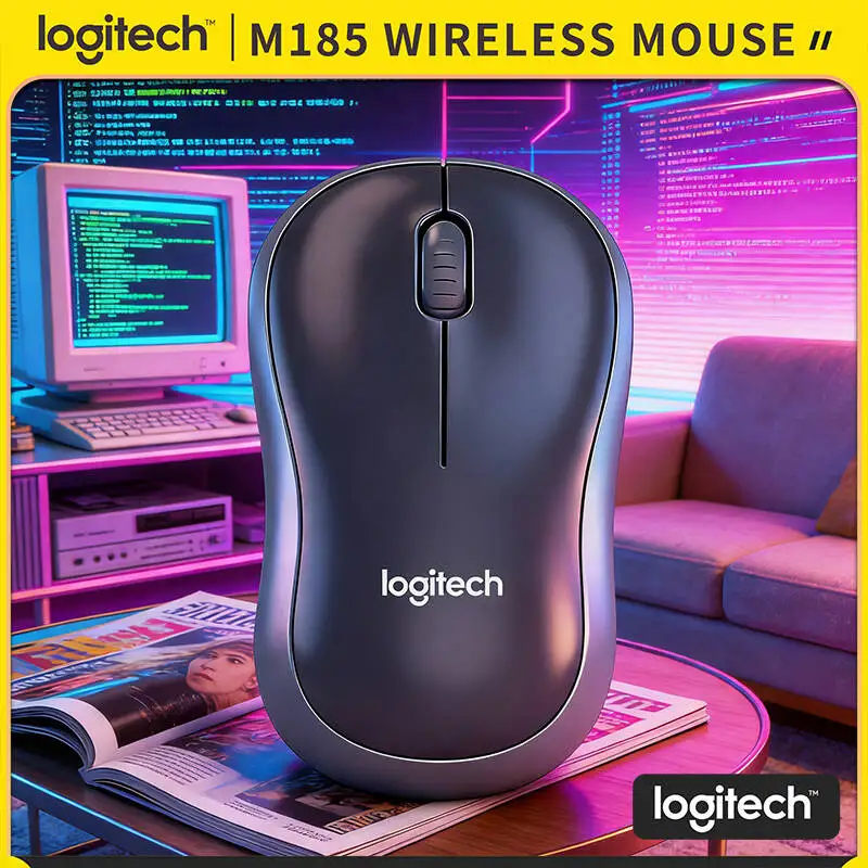 

Logitech M185 Wireless Optical Mouse with Nano USB Receiver Plug and Play for Computer Laptop Black Blue