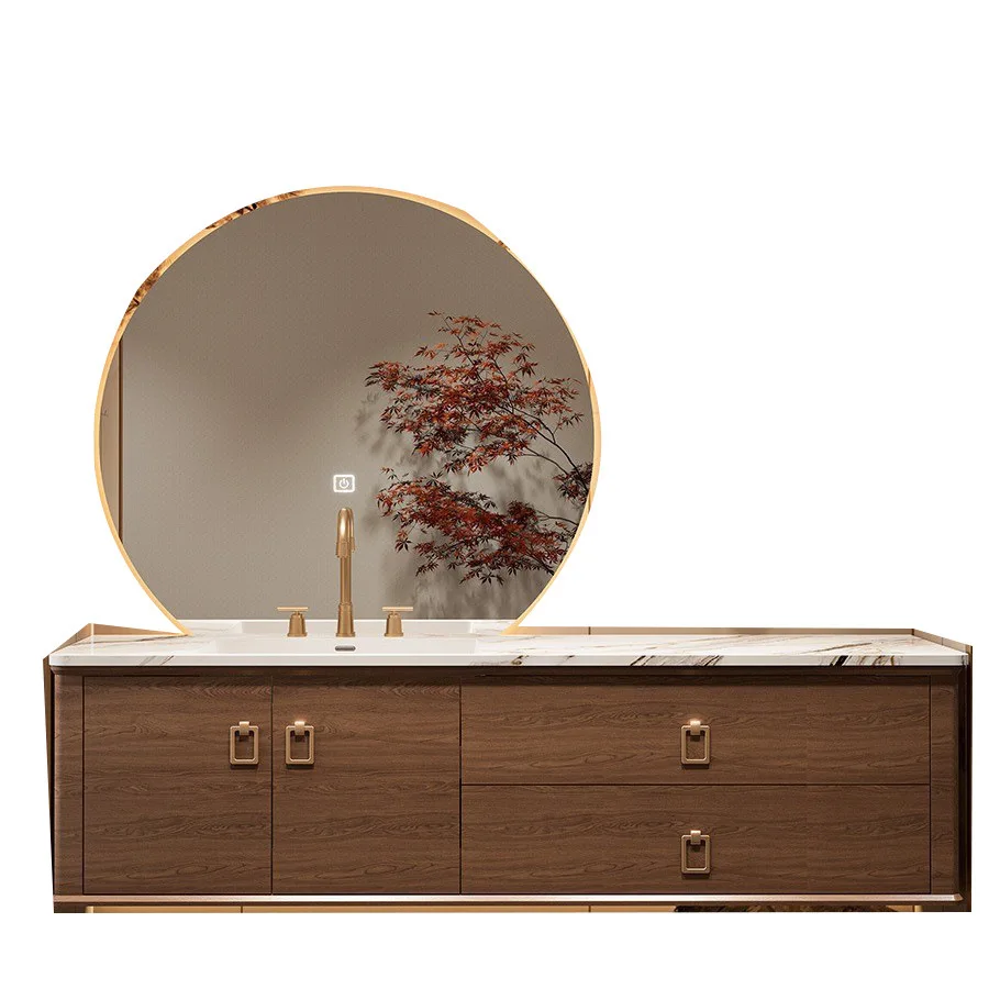 

Новый китайский умывальник для ванной комнаты DuPont Corian, умывальник, дубовое лаковое круглое зеркало