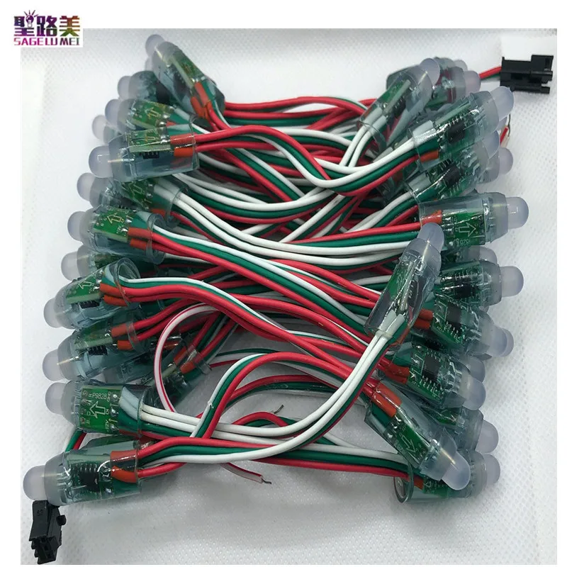 50 sztuk/partia w pełnym kolorze DC12V pikseli moduły Led 12mm WS2811 IC cyfrowy programowalny adresowalny festiwal list znak String Lights