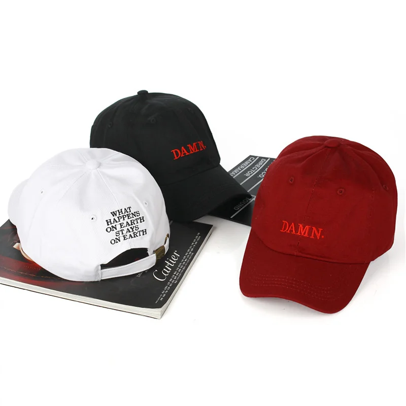 DAMN-Gorras de béisbol bordadas para hombres y mujeres, sombrero de papá, Hip Hop, cosido, Kendrick Lamar, rapero Sin estructura, Snapback, gorros