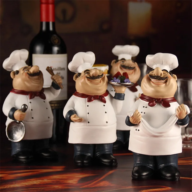 Wholesale European Ornament Fashion Creative Chef Resin Crafts Gift Shop Table Ornaments Opened Shop