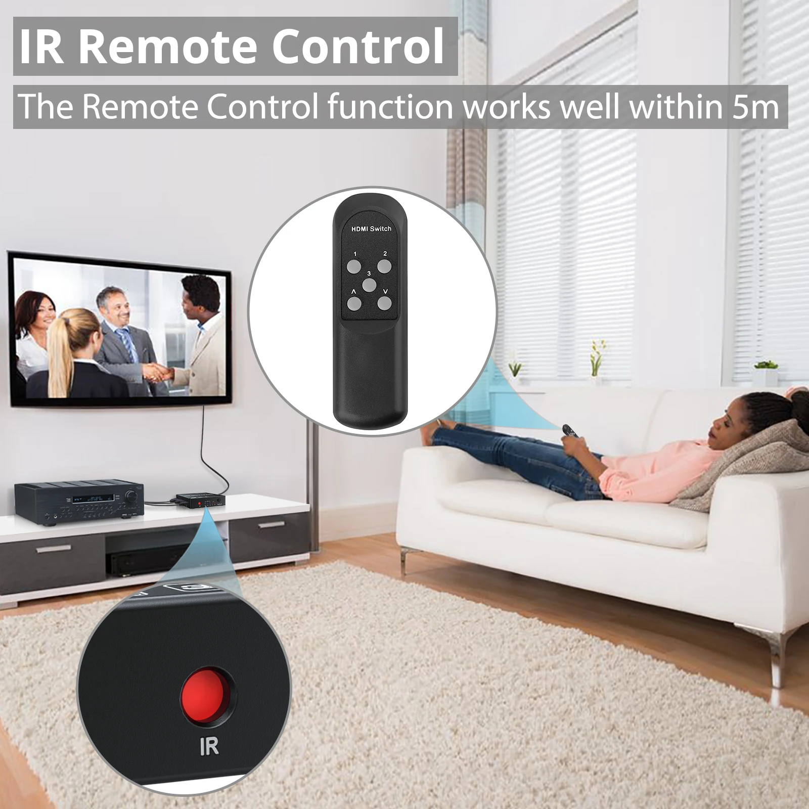 PROZOR-conmutador 3 en 2 compatible con HDMI, Hub de conmutación automática, compatible con HDMI 1,4, divisor con soporte remoto 4k 3D