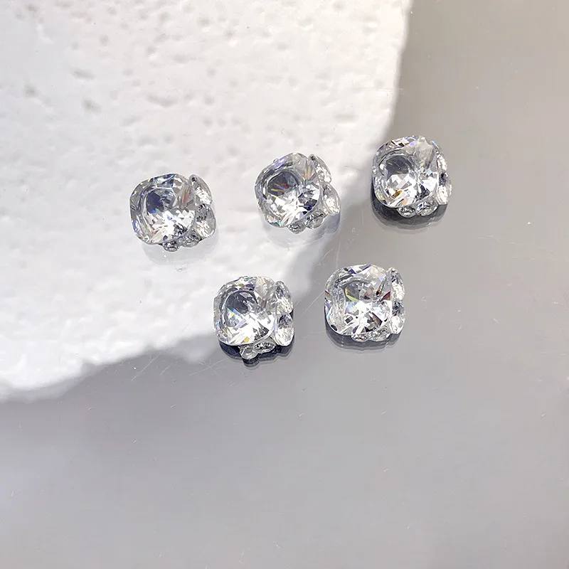5 uds. De diamantes de imitación apilados 3D transparentes para decoración de uñas, diamantes de cristal, dijes de pila, accesorios de joyería, suministros de decoración de uñas para manicura