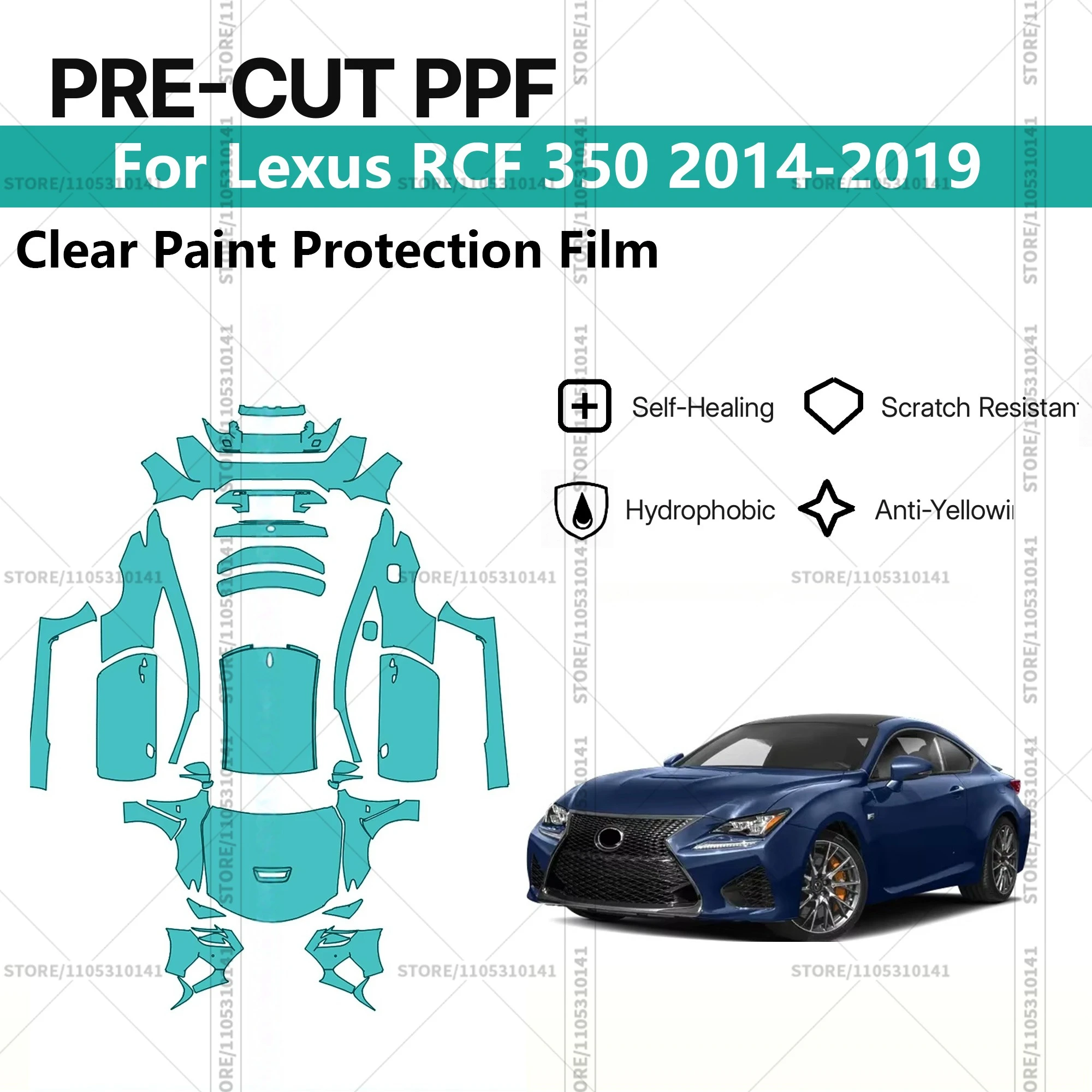 For Lexus RCF 350 2014-2019 Pre-Cut Paint Protection Film PPF Transparent Car Film Professional Automotive PPF Full Vehicle