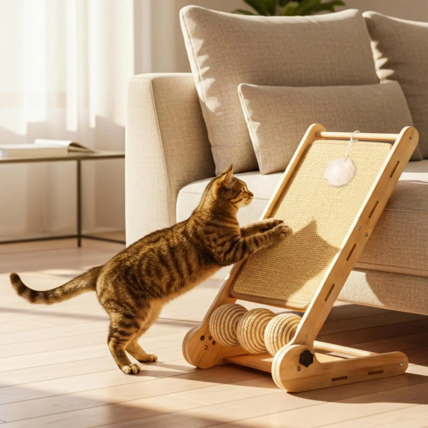 

Sisal Adjustable Cat Scratch Ramp for Indoor Cats - 25.6 Inch Cat Scratcher Ramp - Cat Scratching Post, Medium