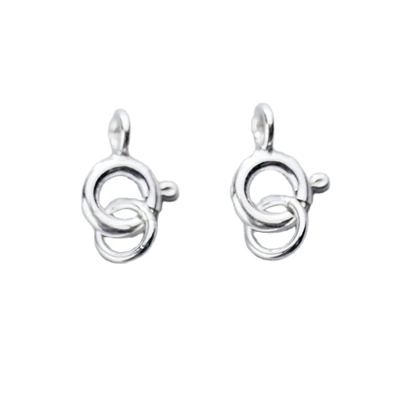 2pcs 100% 925 Sterling Silver Spring Clasp Connectors 5mm Silver Spring Hooks With Ring For Necklace Bracelets DIY Jewelry Make