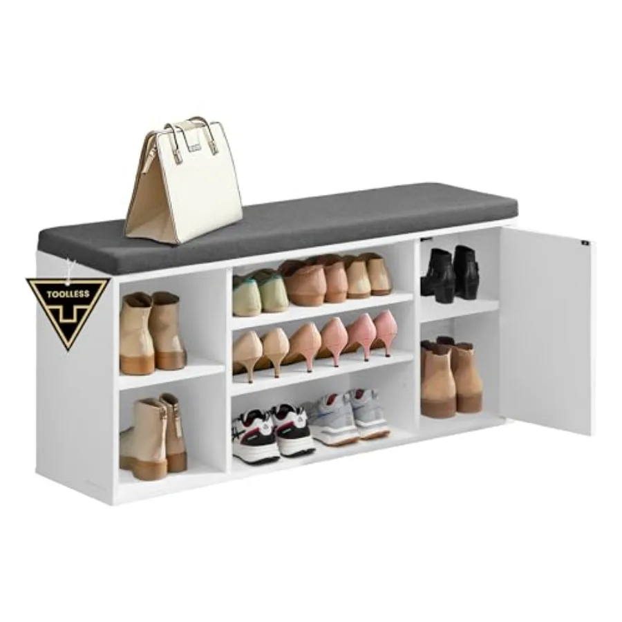 

Storage Bench with Superfast Toolless Assembly 41 Wide Entryway Shoe Cubby Bench Featuring Cushion Adjustable Shelves Window Sh