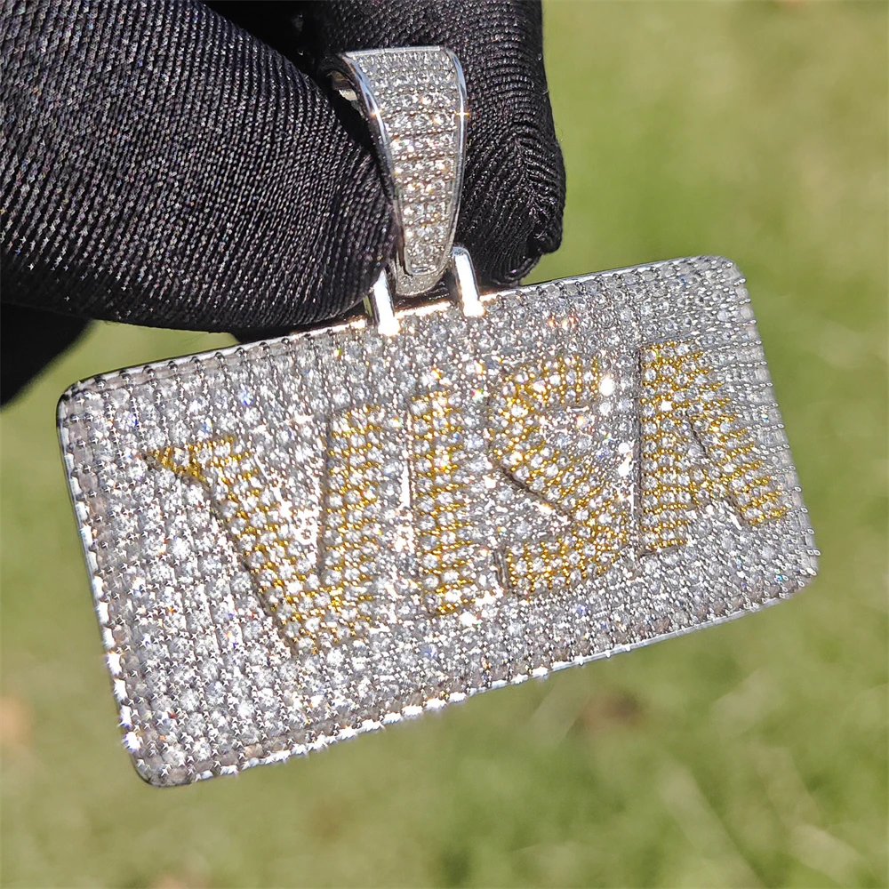 

Хип-хоп VISA Золотая подвеска с собачьей биркой, двухслойный циркон со льдом, унисекс, минималистичные украшения