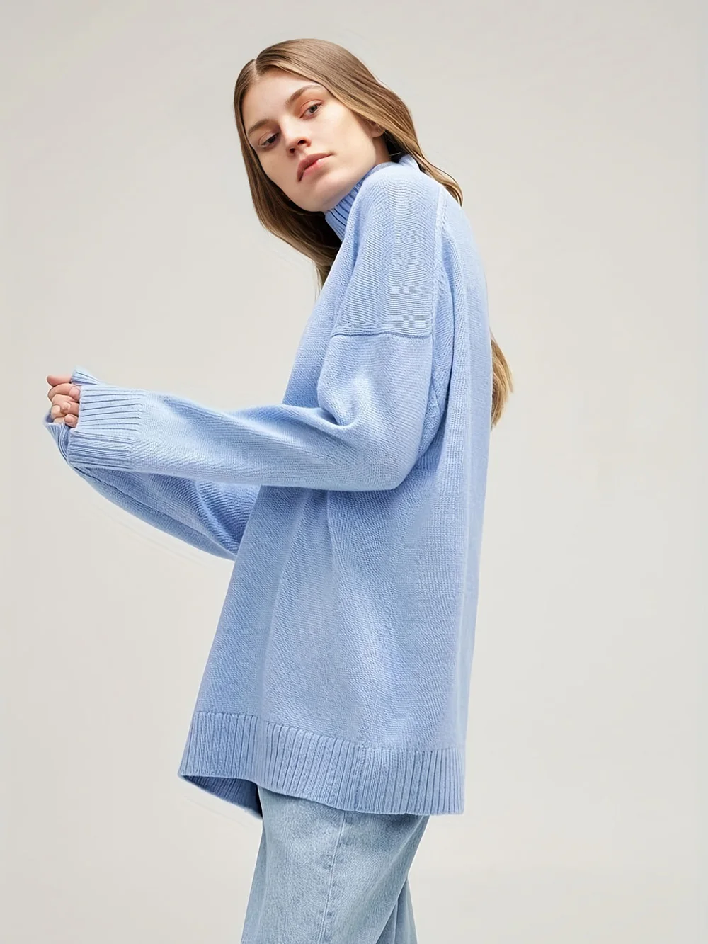 Wixra Women\'s Sweater Autumn Winter Pullover 2023 Basic Turtleneck Oversize Jumper Leisure Knitted Sweaters for Women