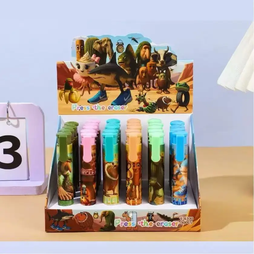 ยางลบการ์ตูนน่ารัก 1/2/4/6 ชิ้น สามารถเปลี่ยนไส้ยางลบได้ ยางลบดินสอแบบยืดหดได้ สำหรับนักเรียน อุปกรณ์การเรียนสำหรับเด็ก ของขวัญ