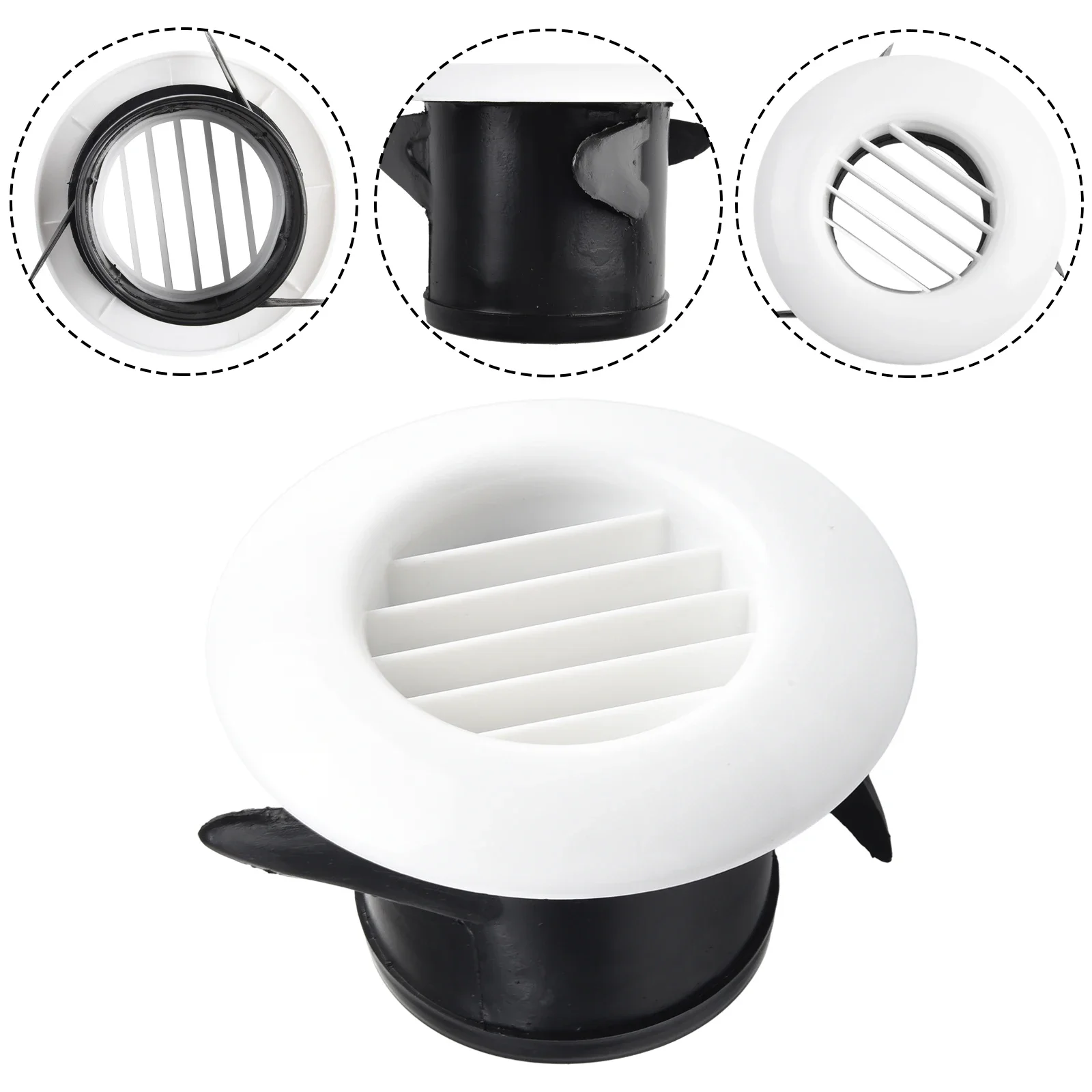 

Circular Vent Air Vent ABS Round White+black 75/100/125/150/200mm Ceiling Mounting Compact For Bathroom Kitchen