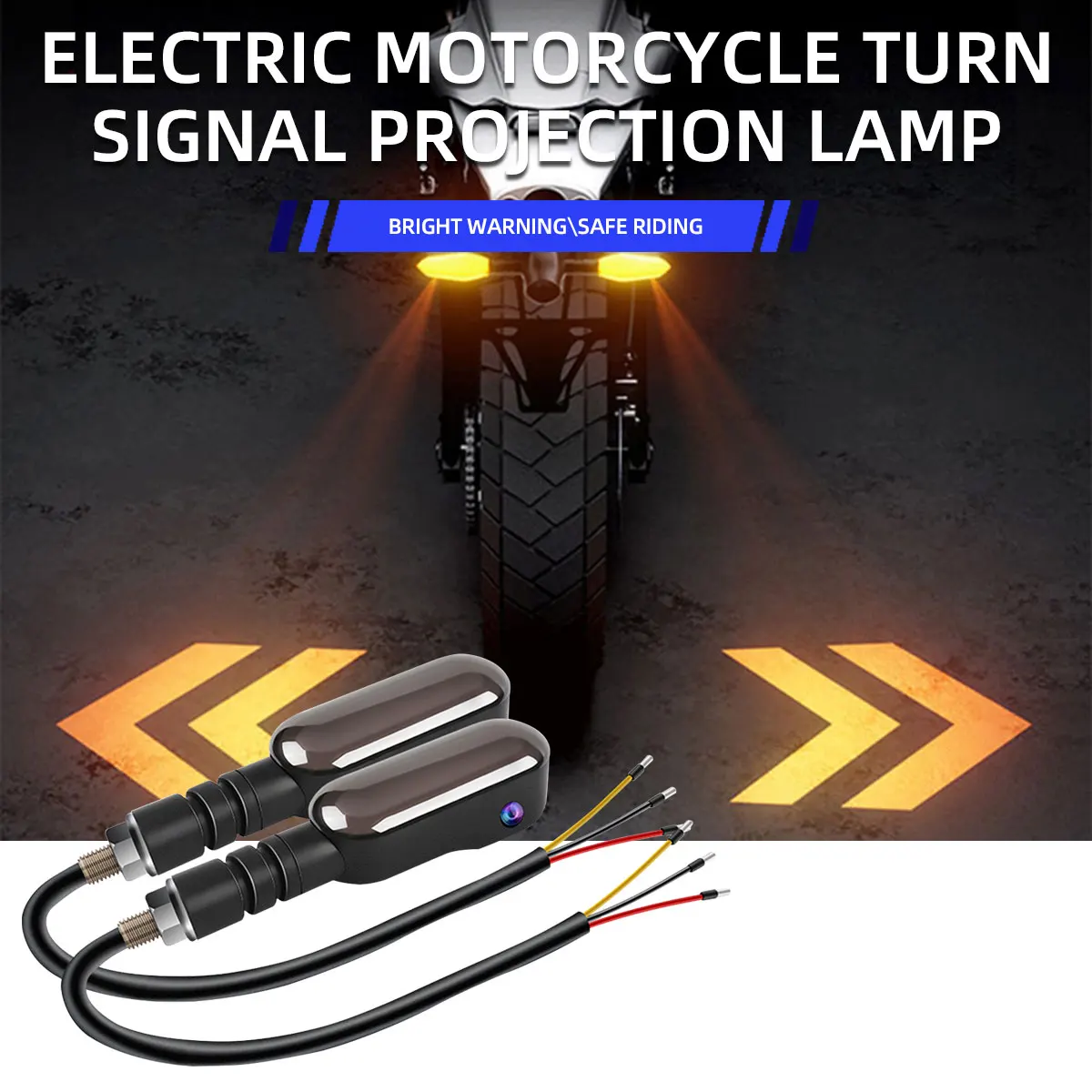 

2PCS Motorcycle Projection LED Turn Signal Light Symphony Colorful 12V Sequential Flowing Flash Indicator Lights Tail Lamp