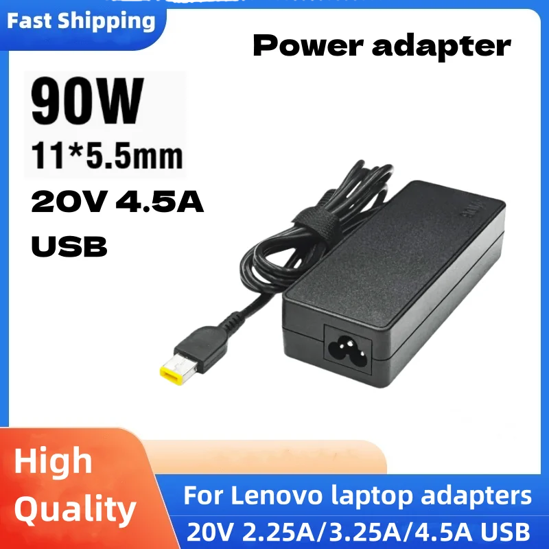 AC Adapter 90W 20V 4.5A Laptop Charger for Lenovo ThinkPad X1 Carbon T440 E431 G410 45N0237 45N0236 45N0239 344428U Power Cord