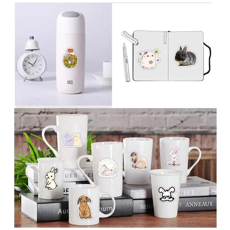 50pcs Kawaii Rabbit DIY Decor Stickers Stick Label Laptop Phone Notebook Skateboard Kids Gift Bunny Sticker Decal Clasic Toy