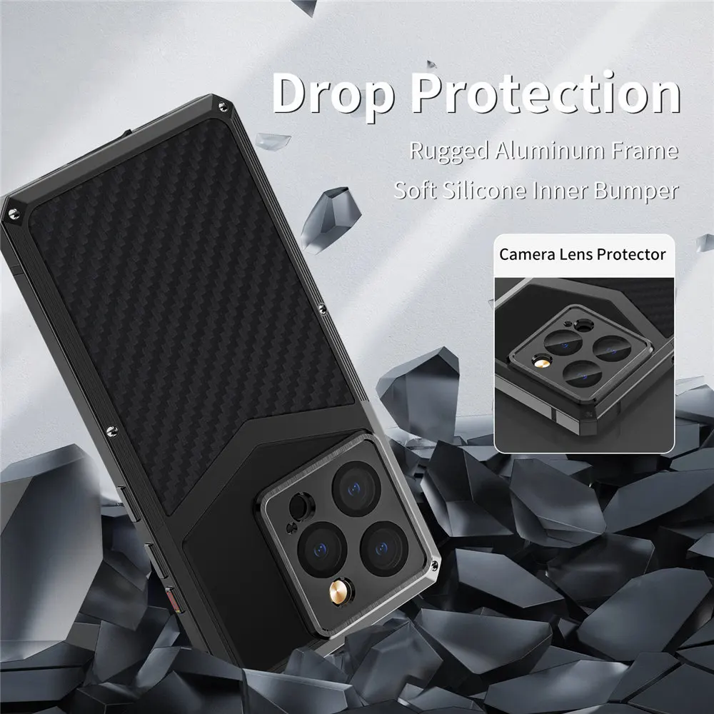 Genuine Real Carbon Fiber Aramid Metal Case for iPhone 15 Pro Max 14 13 Pro Glass Film Cameral Lens Protect Full Cover