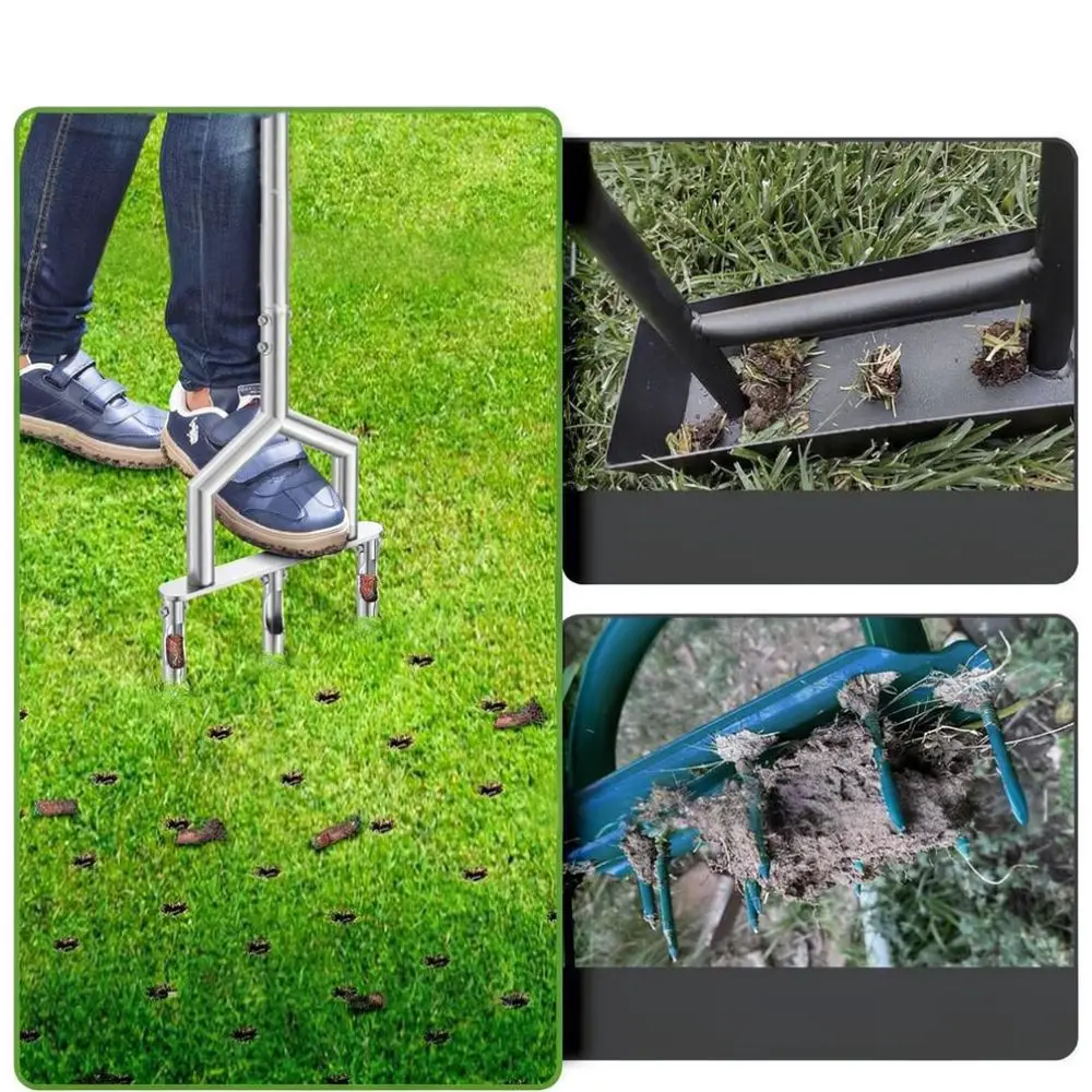 Manual Lawn Coring Tool Grass Soil Plugger For Yard Garden Maintenance Aeration Durable Blue Handle Aerator Equipment