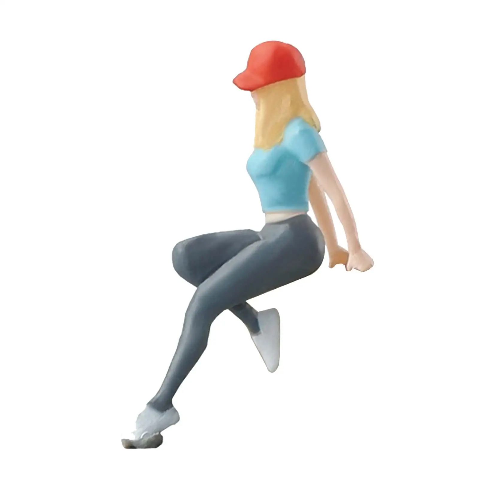 Pessoas pintadas à mão estatueta, figura menina, cena em miniatura, 1:64