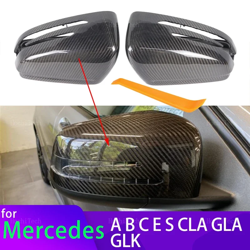 for Mercedes Benz W176 W246 W204 W212 W221 C117 X204 X156 Replacement Real Carbon Fiber or Black Rearview Side Mirror Cover Caps