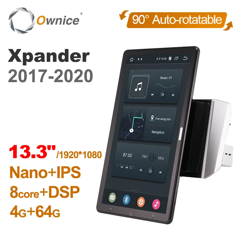 

1920*1080 Ownice Android 12.0 for Mitsubishi Xpander 2017-2020 Car Radio Video Audio 13.3" IPS Rotatable 360 8G 256G Tesla Style