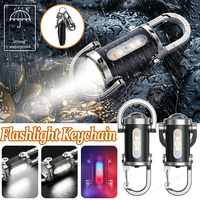 Ultra Bright Keychain Flashlight USB Type C Charging 6 Modes Mini COB Work Light Waterproof Outdoor Emergency Tool