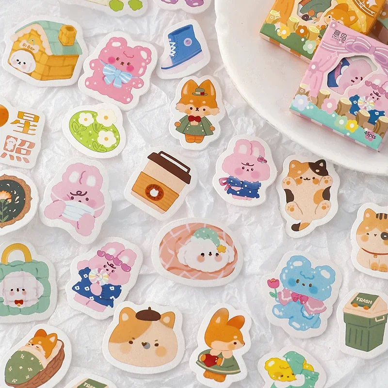 45pcs Korean Cute Animal Decoration Stickers Planner Scrapbooking Stationery Diary Stickers for children