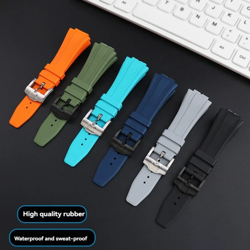 GA-2100 GA-2110 Ruber Strap for Casio G-SHOCK GM-2100 GA2100 GM-5600 Series FKM Silicone Convex Mouth Waterproof Watch Band 16mm