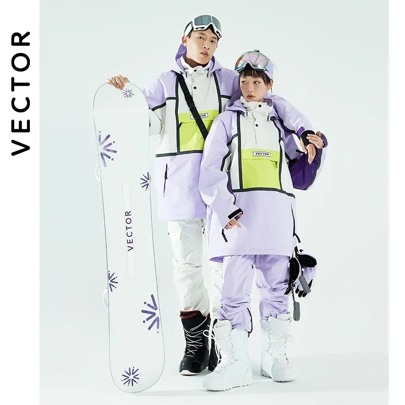 VECTOR Skibekleidung Damen Kapuzenpullover Reflektierender Trend Ski Wear Verdickte Wärme und wasserdichte Skiausrüstung Anzug Damen