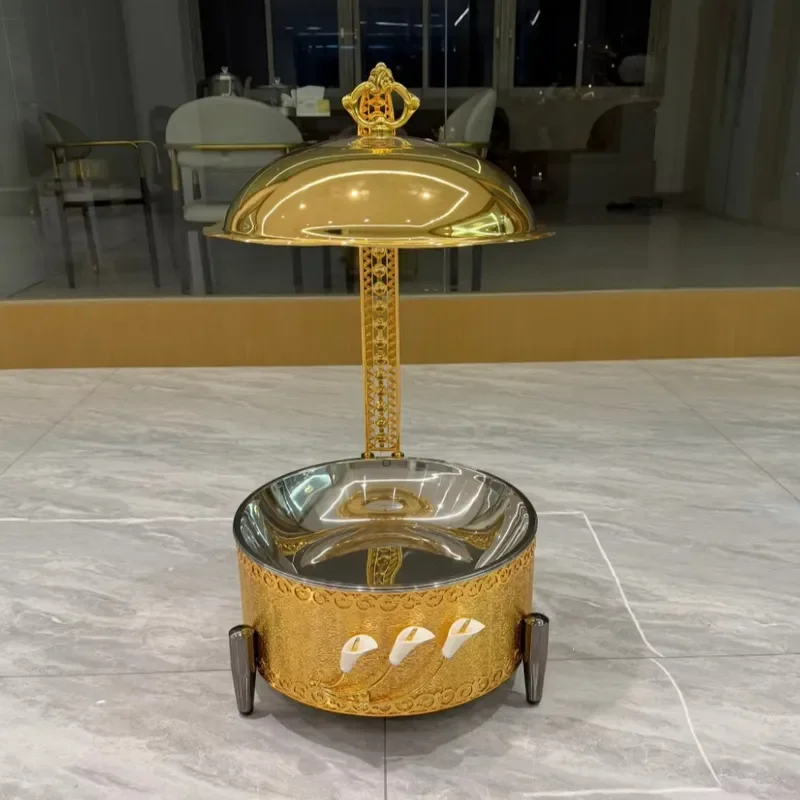 8L Stainless Steel Gold Chafing Dish Buffet Warmer for Wedding Hotel Catering Hanging Cover Type Food Heater Banquet